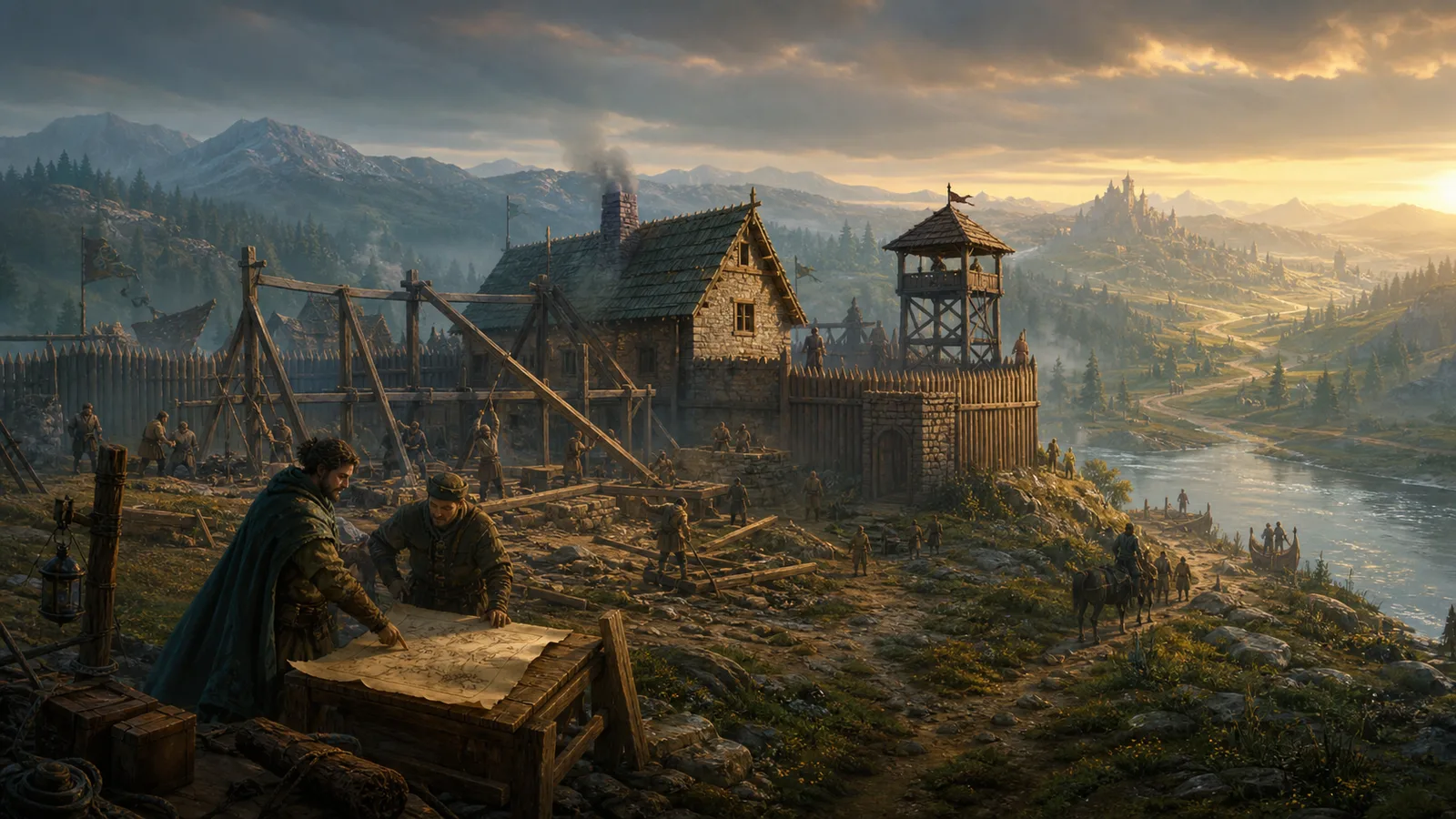 A developing Veyrlands settlement in a persistent realm