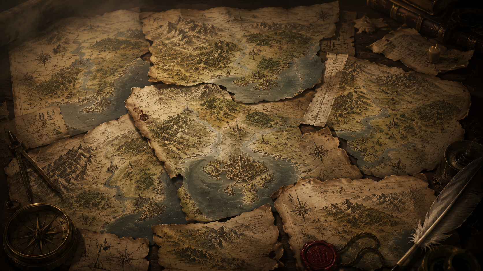Fragments of old maps and cartographic records from Veyrlands
